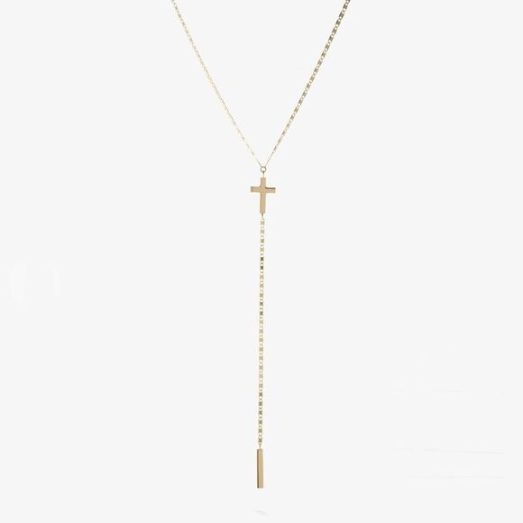 lana Jewelry - Lana Petite Cross Bar Lariat Necklace